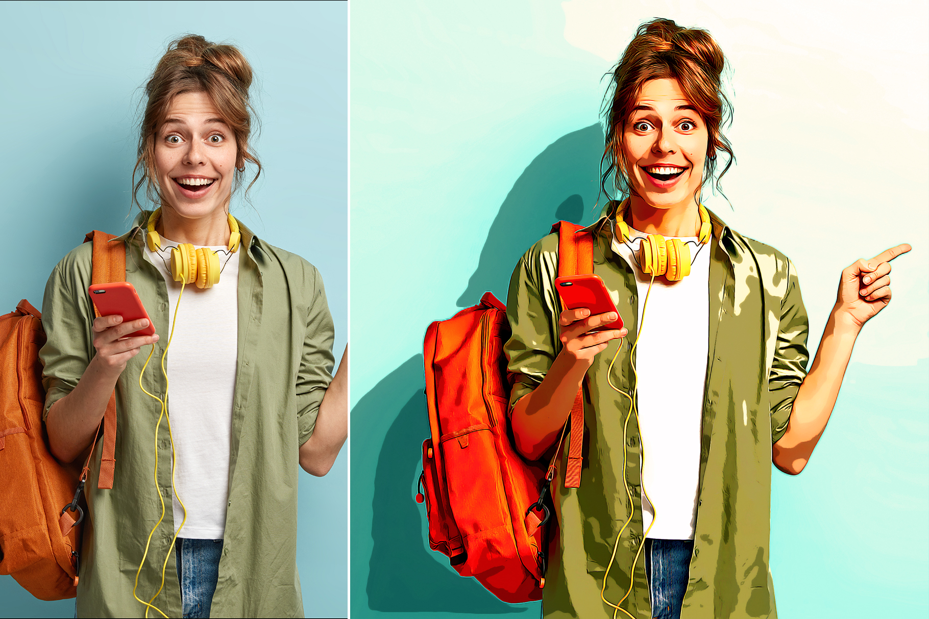 Image to cartoon converter photoshop action add ons graphicriver